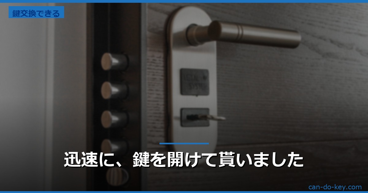 迅速に、鍵を開けて貰いました